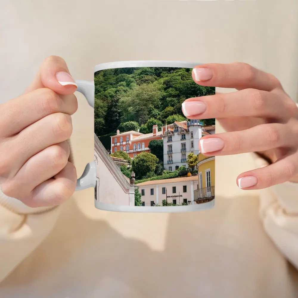 Sintra Portugal Colorful Buildings Green Hillside – Mugs