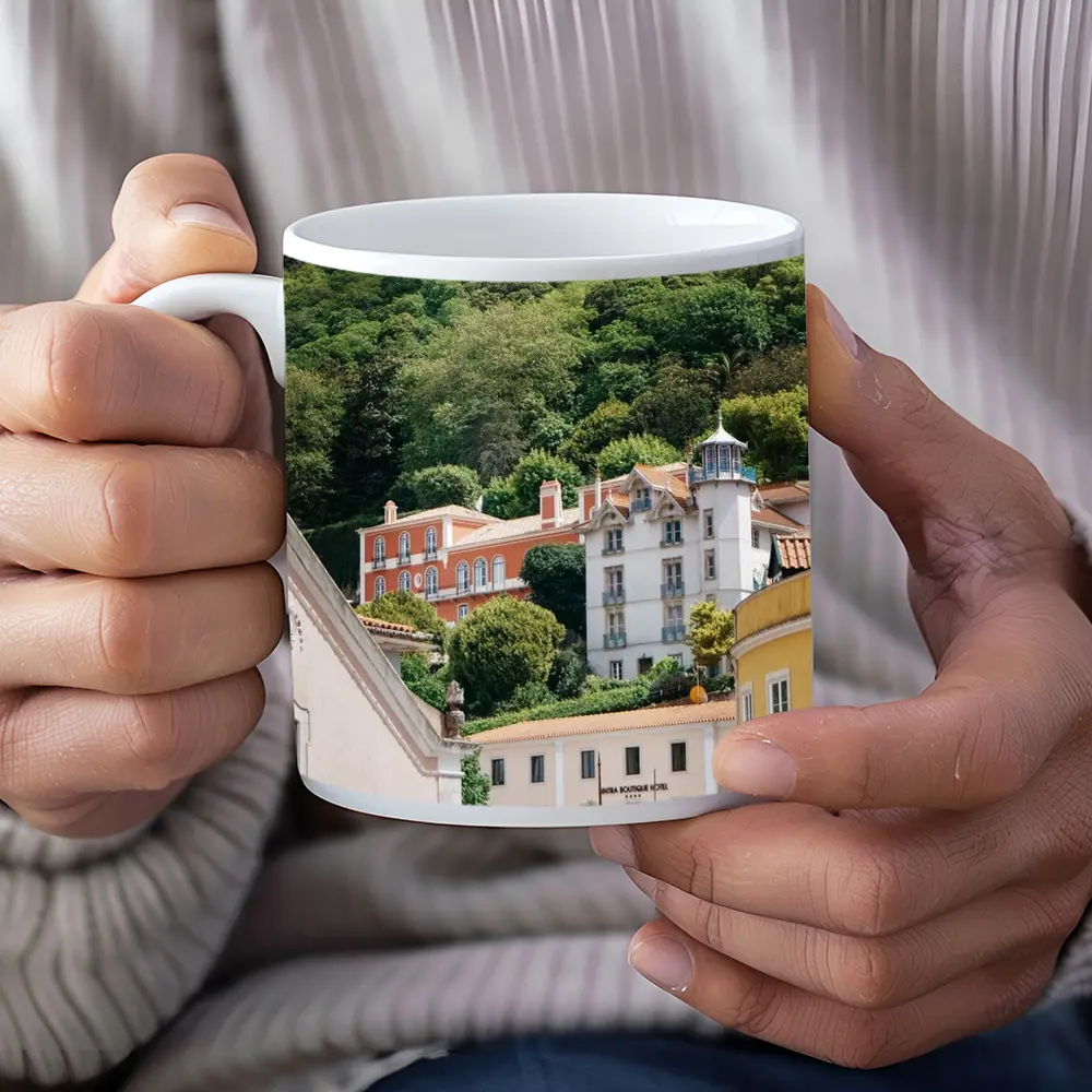 Sintra Portugal Colorful Buildings Green Hillside – Mugs