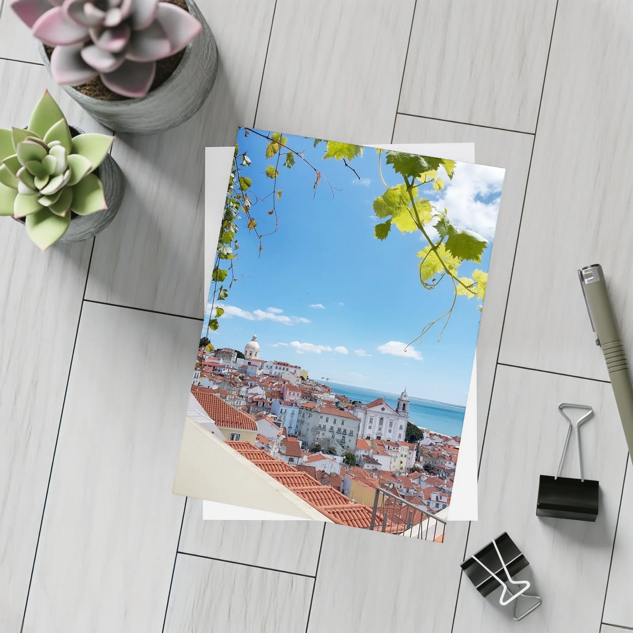 Lisbon Alfama District Red Rooftops River View – Postcards