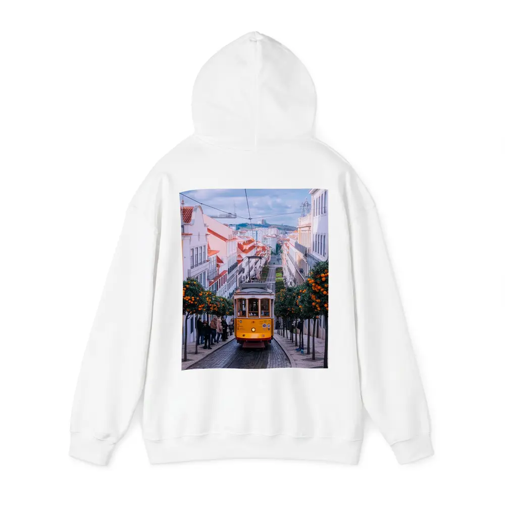 Yellow Tram Lisbon Street Orange Trees – Hoodies