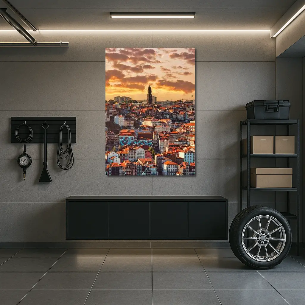Porto City Skyline at Golden Sunset – Wall Art