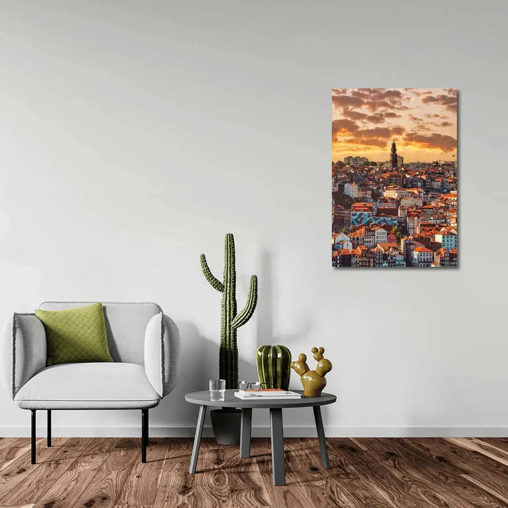 Porto City Skyline at Golden Sunset – Wall Art