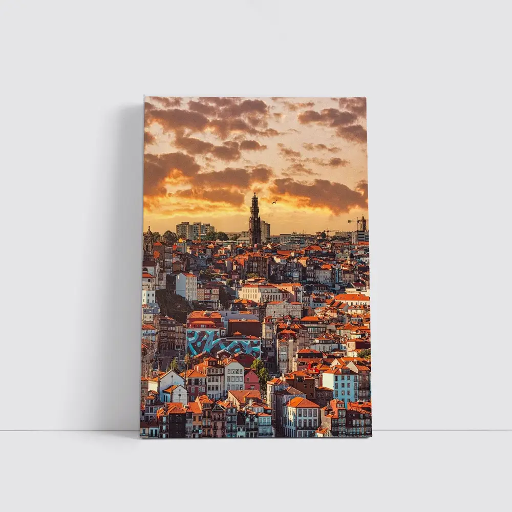 Porto City Skyline at Golden Sunset – Wall Art