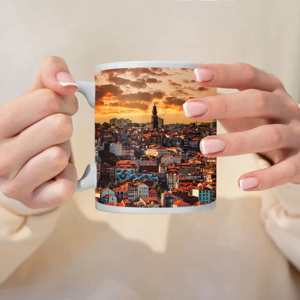 Porto City Skyline at Golden Sunset – Mugs