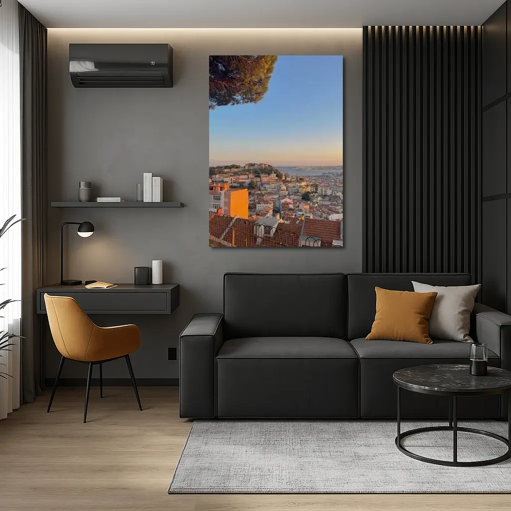 Lisbon City Skyline at Golden Sunset – Wall Art