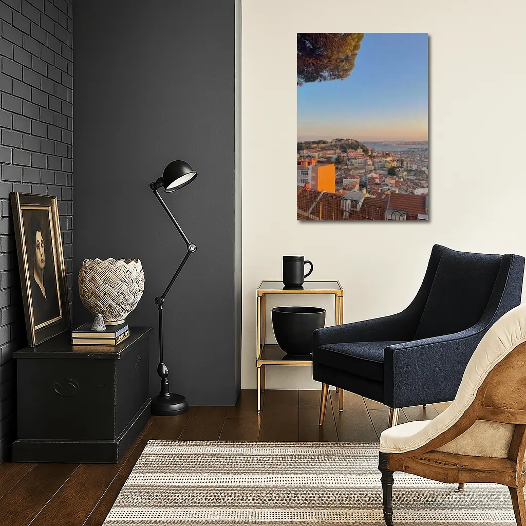 Lisbon City Skyline at Golden Sunset – Wall Art