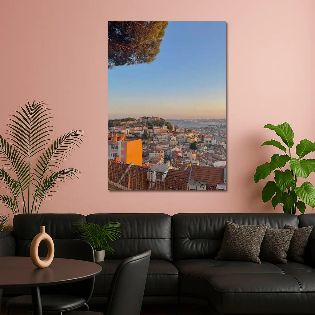 Lisbon City Skyline at Golden Sunset – Wall Art