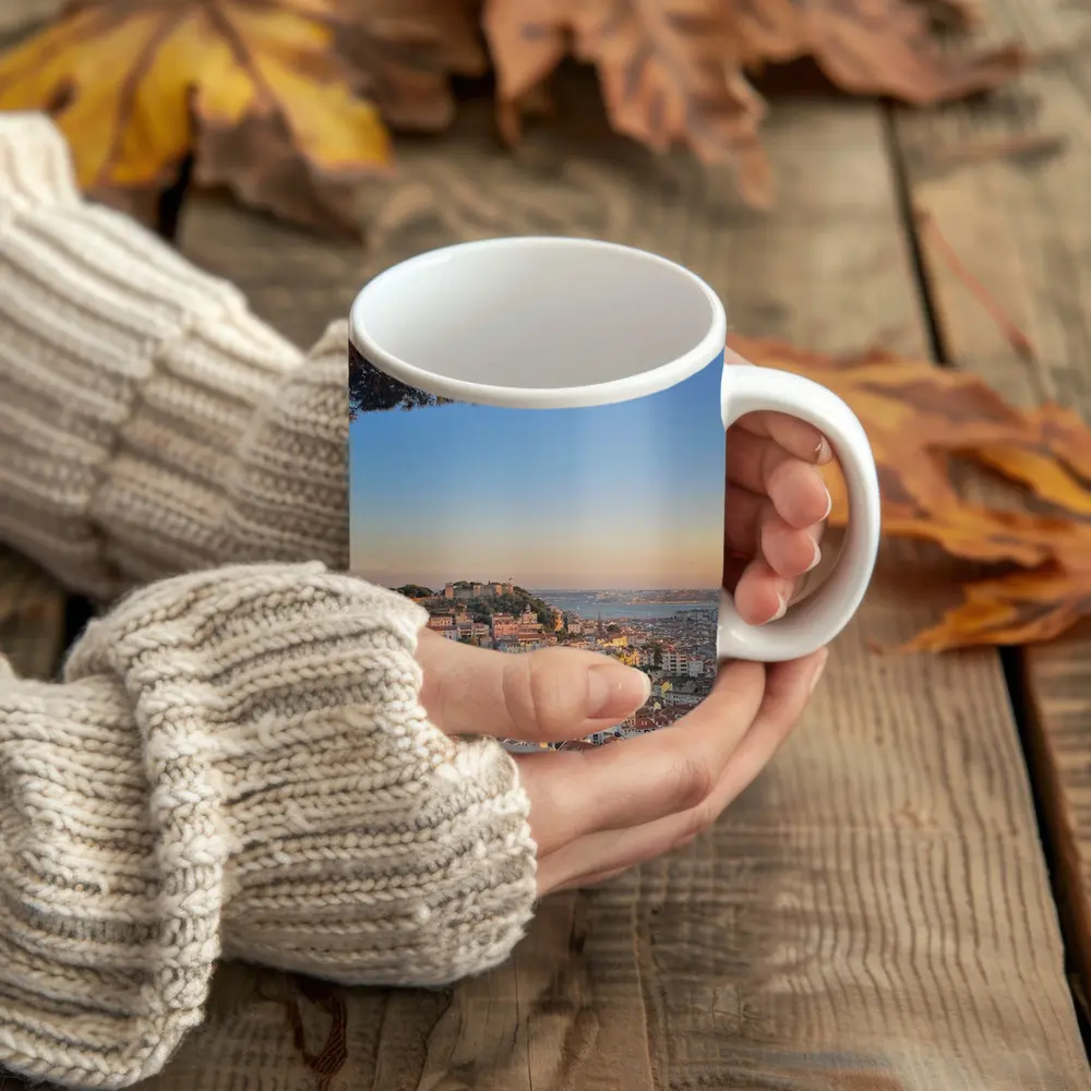 Lisbon City Skyline at Golden Sunset – Mugs