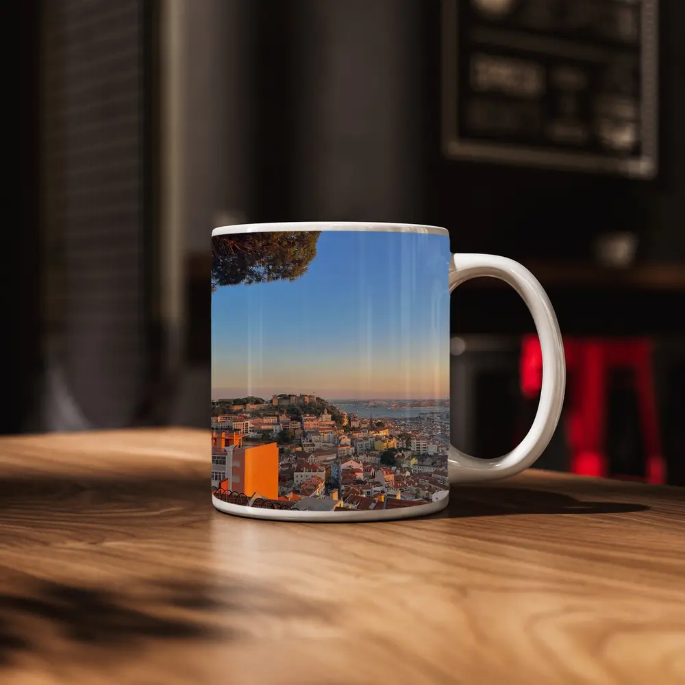 Lisbon City Skyline at Golden Sunset – Mugs