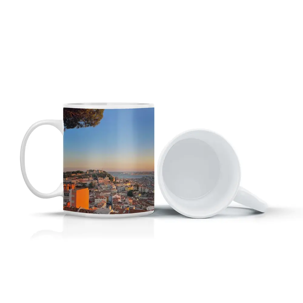 Lisbon City Skyline at Golden Sunset – Mugs