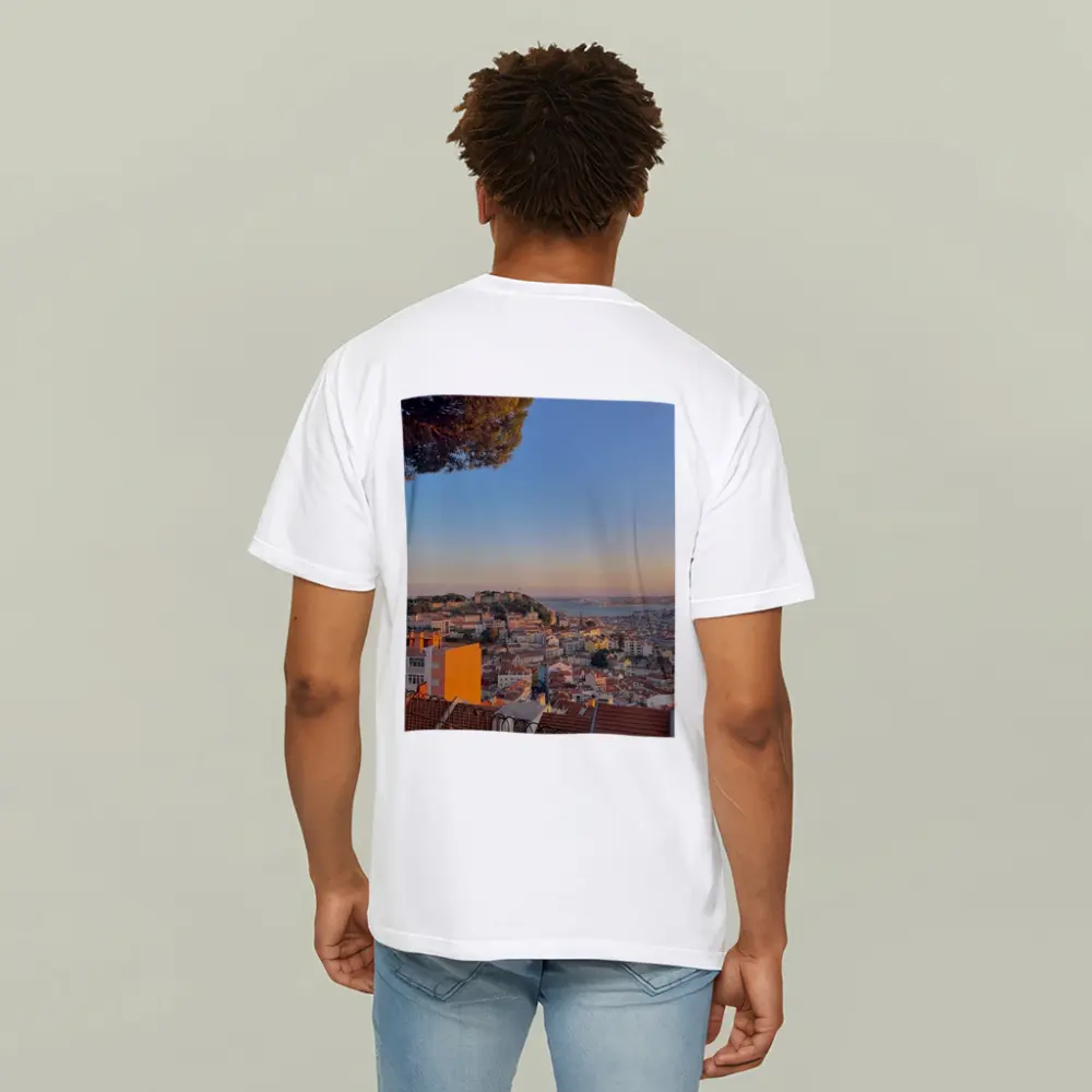 Lisbon City Skyline at Golden Sunset – T-Shirts