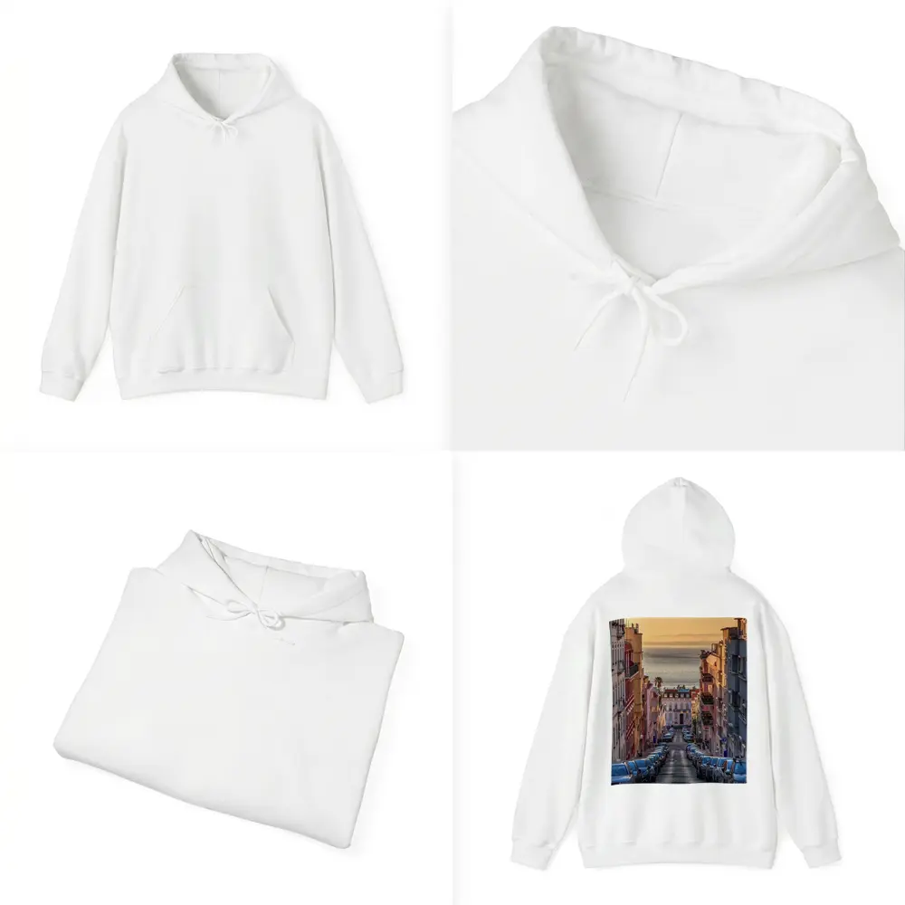 Lisbon Street Golden Hour Ocean View – Hoodies
