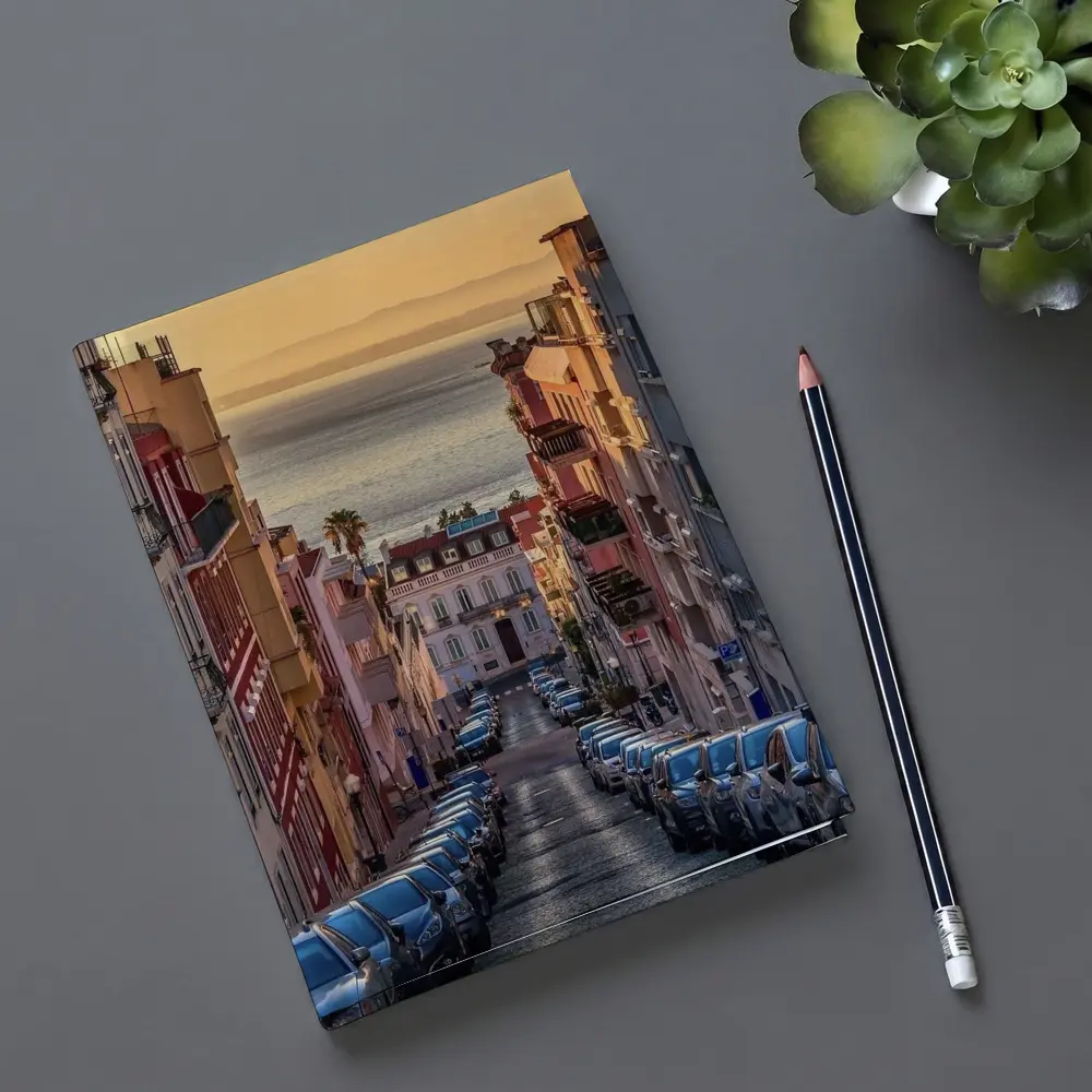 Lisbon Street Golden Hour Ocean View – Notebooks