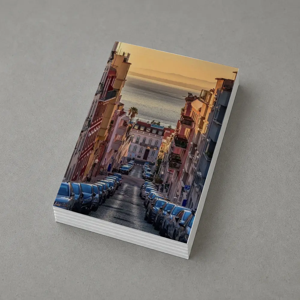 Lisbon Street Golden Hour Ocean View – Postcards