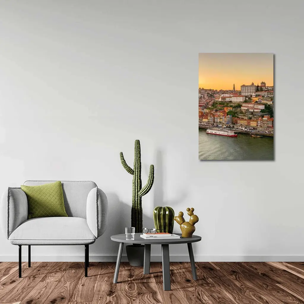 Porto Cityscape at Golden Sunset Douro River – Wall Art