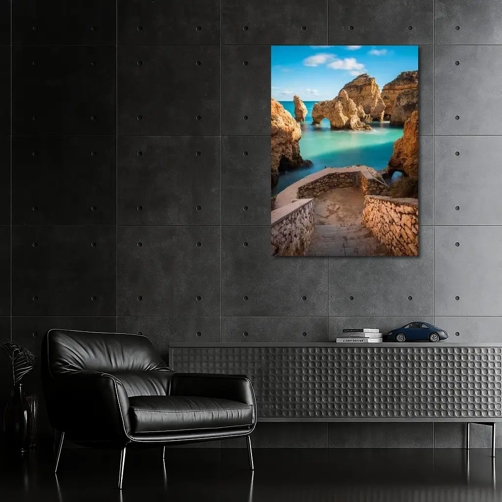 Algarve Rocky Cliffs Turquoise Ocean Portugal – Wall Art