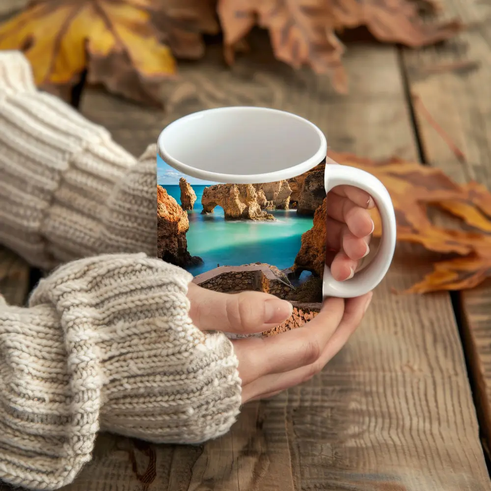 Algarve Rocky Cliffs Turquoise Ocean Portugal – Mugs