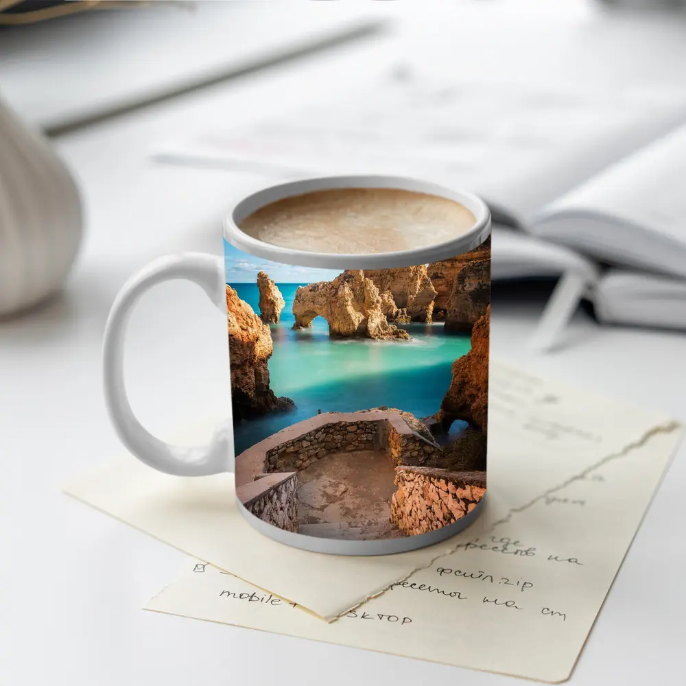 Algarve Rocky Cliffs Turquoise Ocean Portugal – Mugs