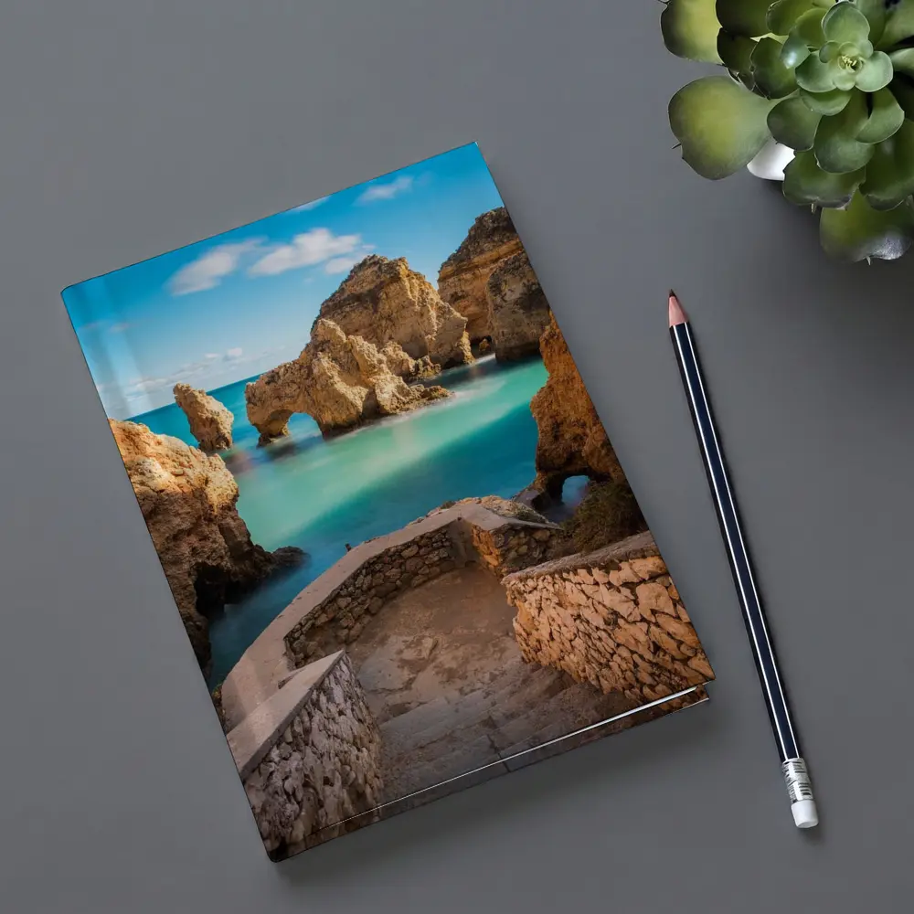 Algarve Rocky Cliffs Turquoise Ocean Portugal – Notebooks