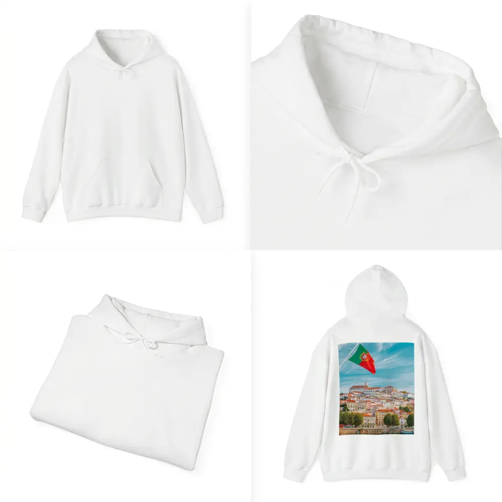Portugal Flag Over Coimbra City Skyline – Hoodies
