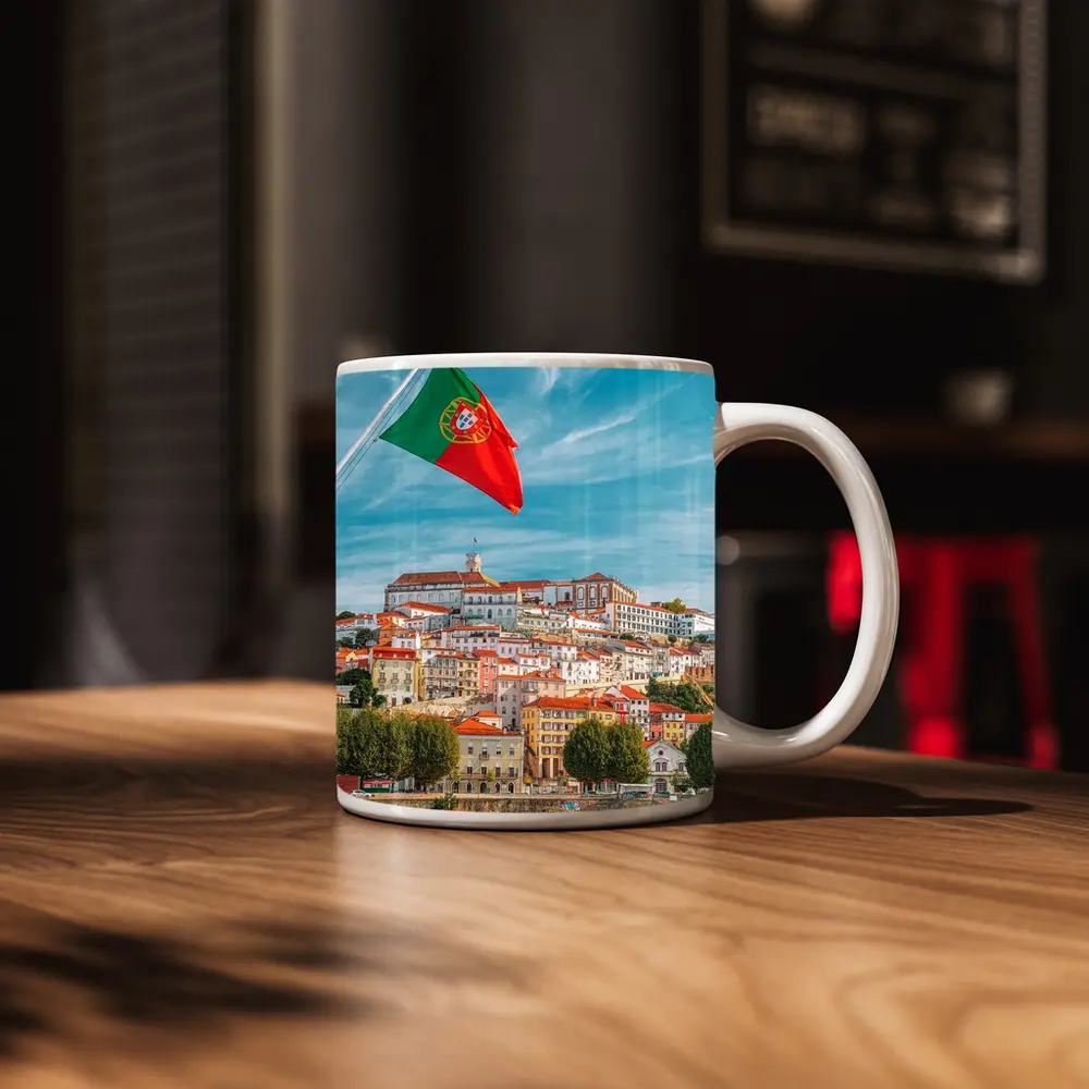 Portugal Flag Over Coimbra City Skyline – Mugs