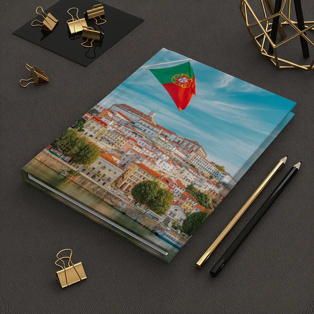 Portugal Flag Over Coimbra City Skyline – Notebooks