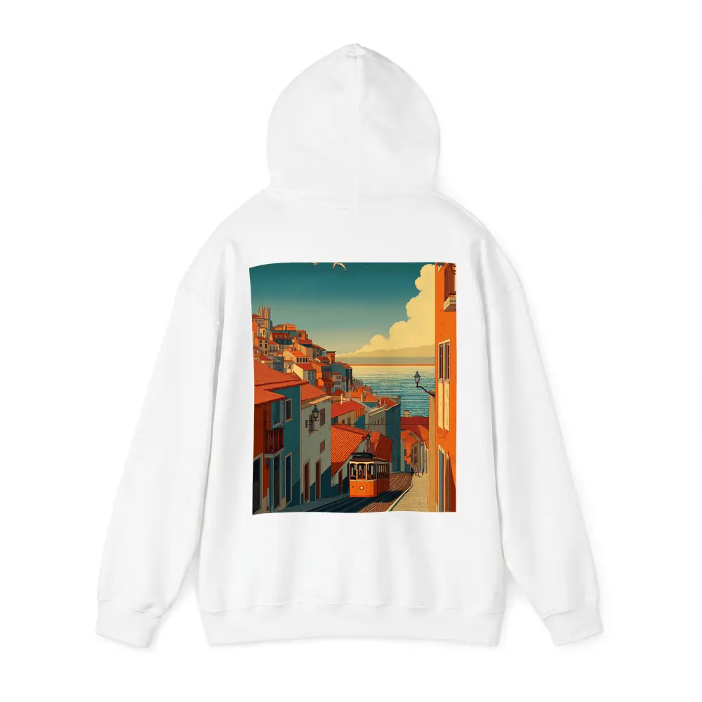Lisbon Tram Hillside Street Retro Illustration – Hoodies