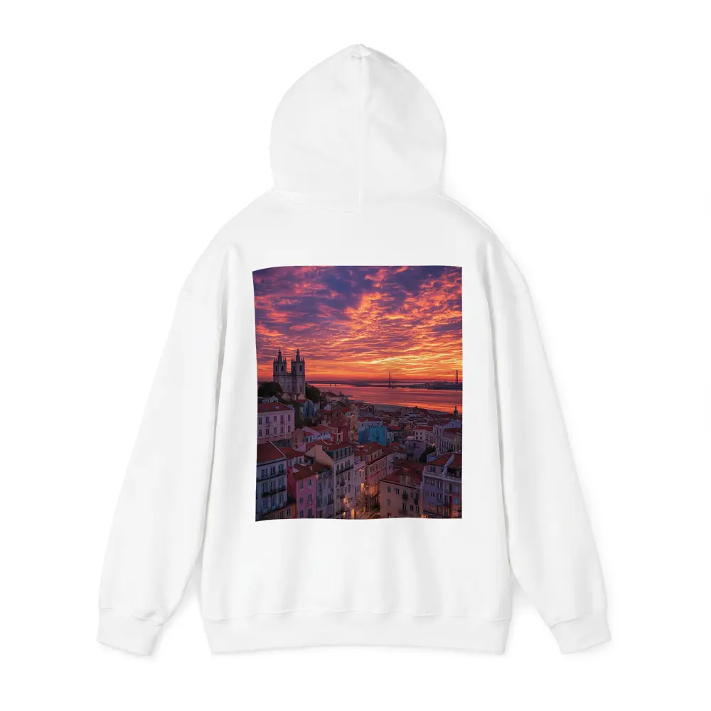 Lisbon Portugal Skyline Fiery Sunset Sky – Hoodies