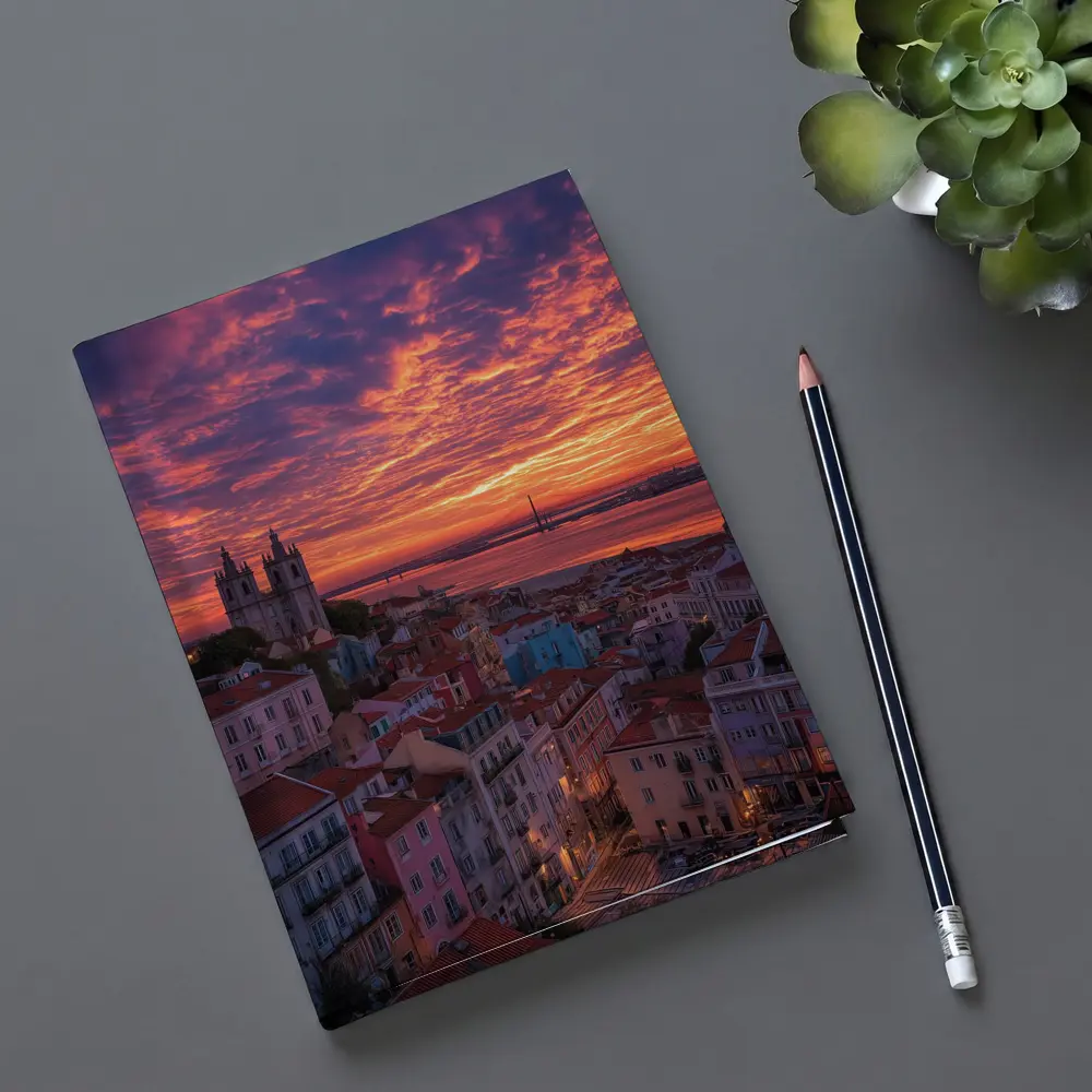 Lisbon Portugal Skyline Fiery Sunset Sky – Notebooks