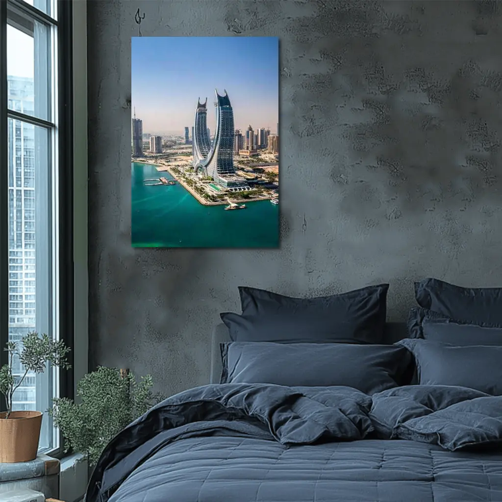 Doha Qatar Skyline Towers Turquoise Water – Wall Art