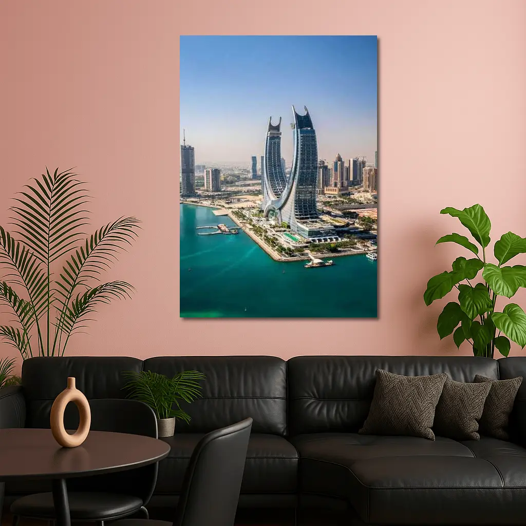 Doha Qatar Skyline Towers Turquoise Water – Wall Art