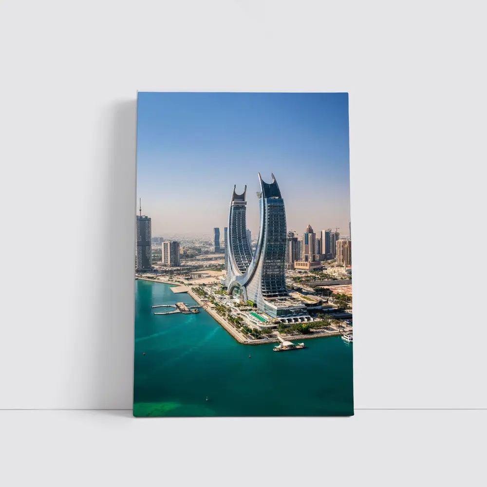 Doha Qatar Skyline Towers Turquoise Water – Wall Art