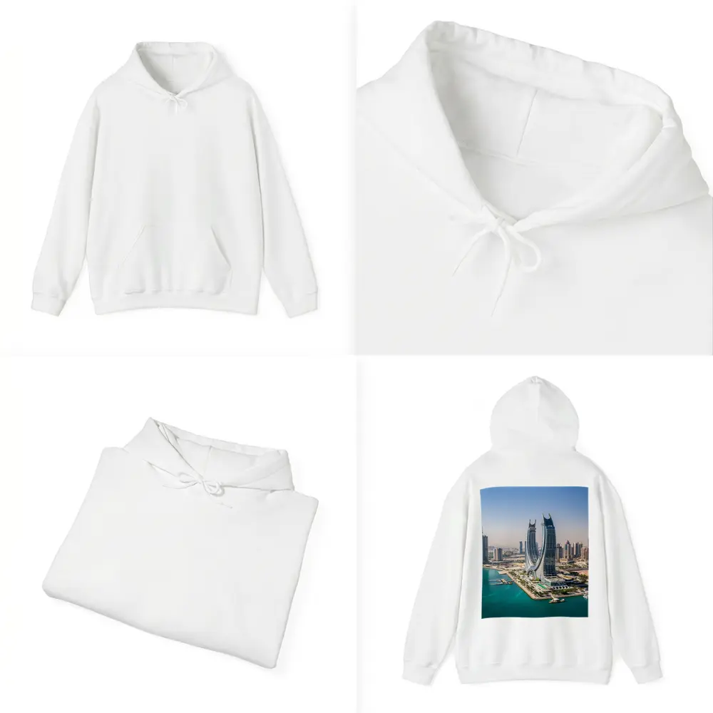 Doha Qatar Skyline Towers Turquoise Water – Hoodies