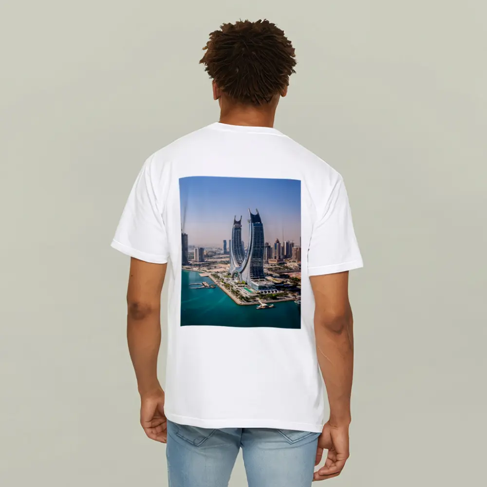 Doha Qatar Skyline Towers Turquoise Water – T-Shirts