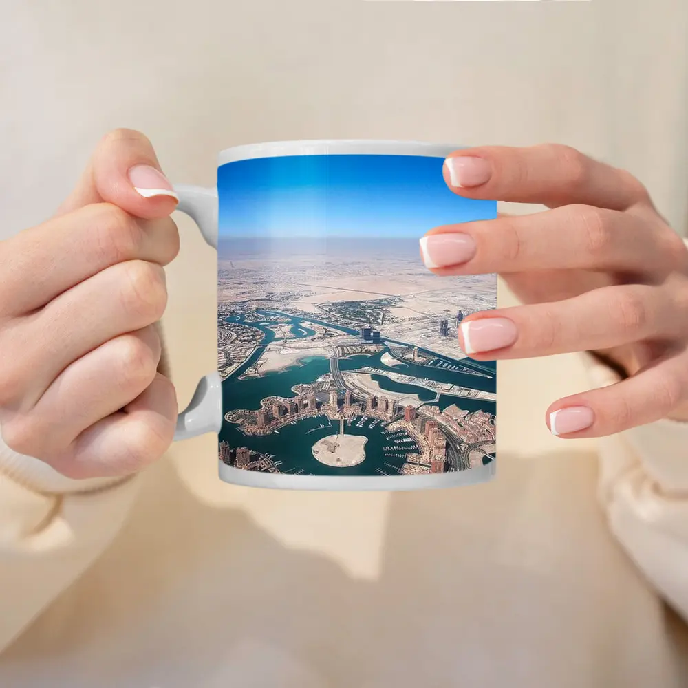 Pearl Qatar Aerial View Doha Skyline – Mugs