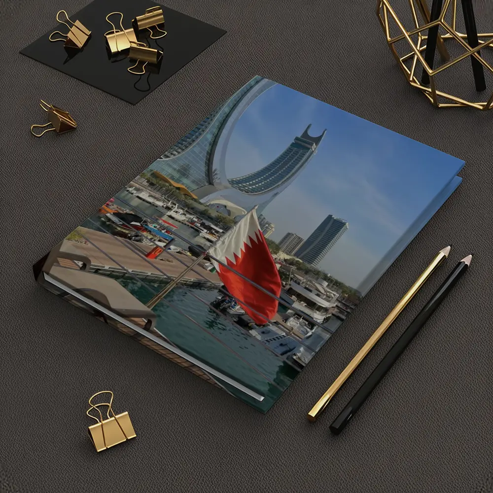 Bahrain Flag Marina Modern Skyline View – Notebooks
