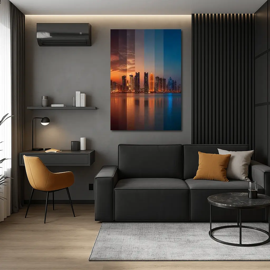 Doha Qatar Skyline Day To Night – Wall Art