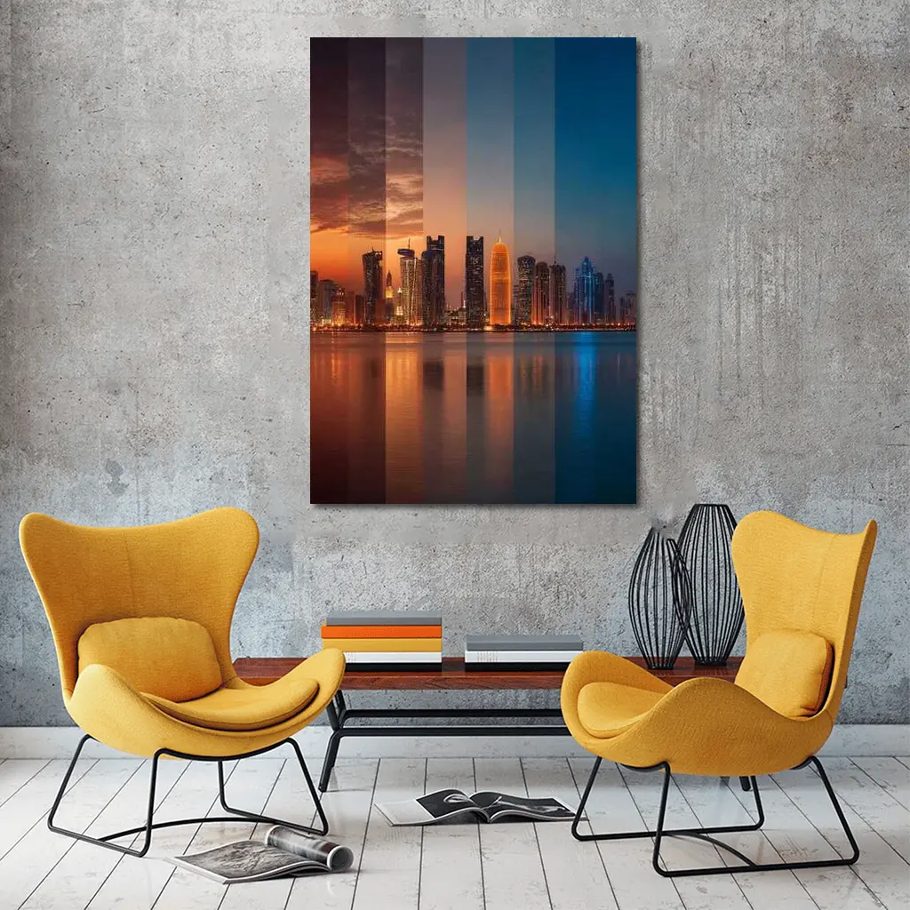 Doha Qatar Skyline Day To Night – Wall Art