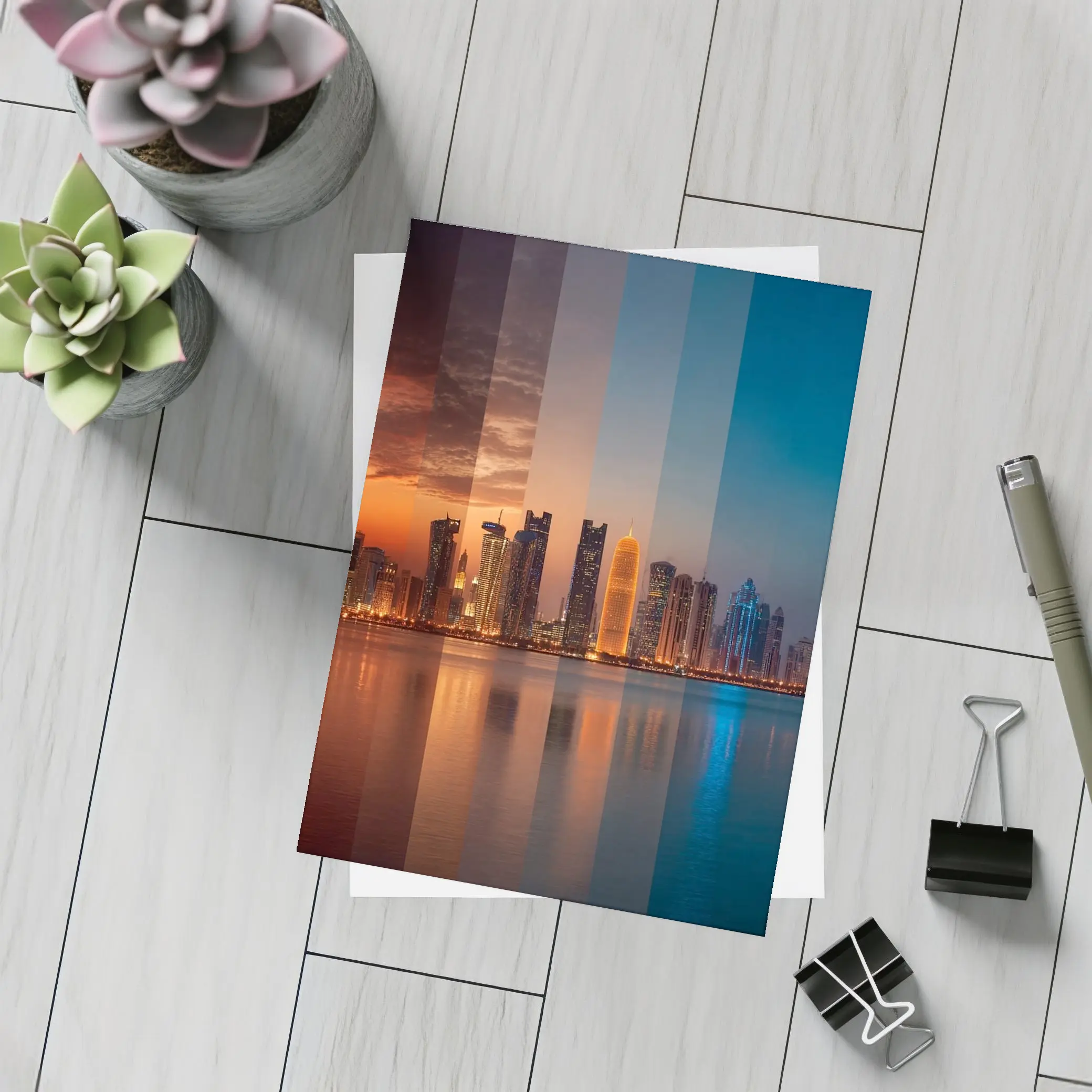 Doha Qatar Skyline Day To Night – Postcards