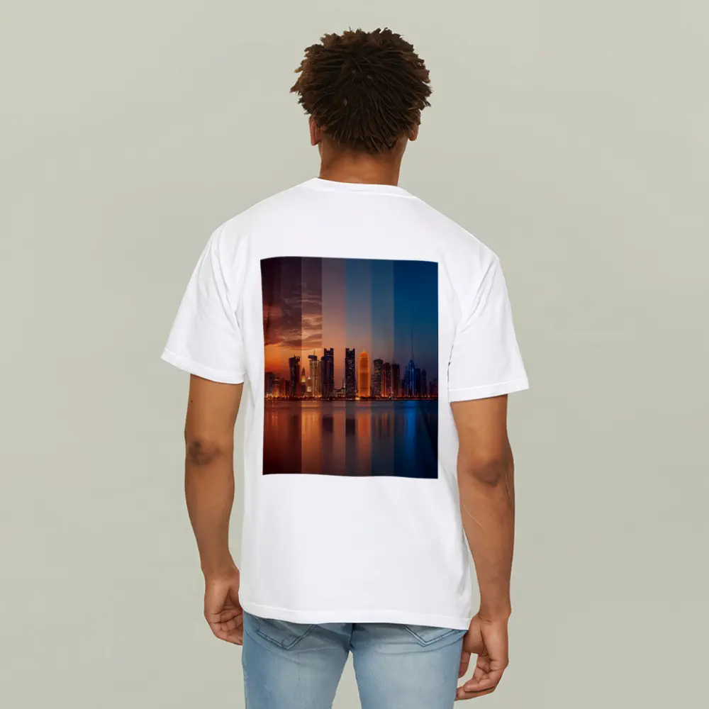 Doha Qatar Skyline Day To Night – T-Shirts
