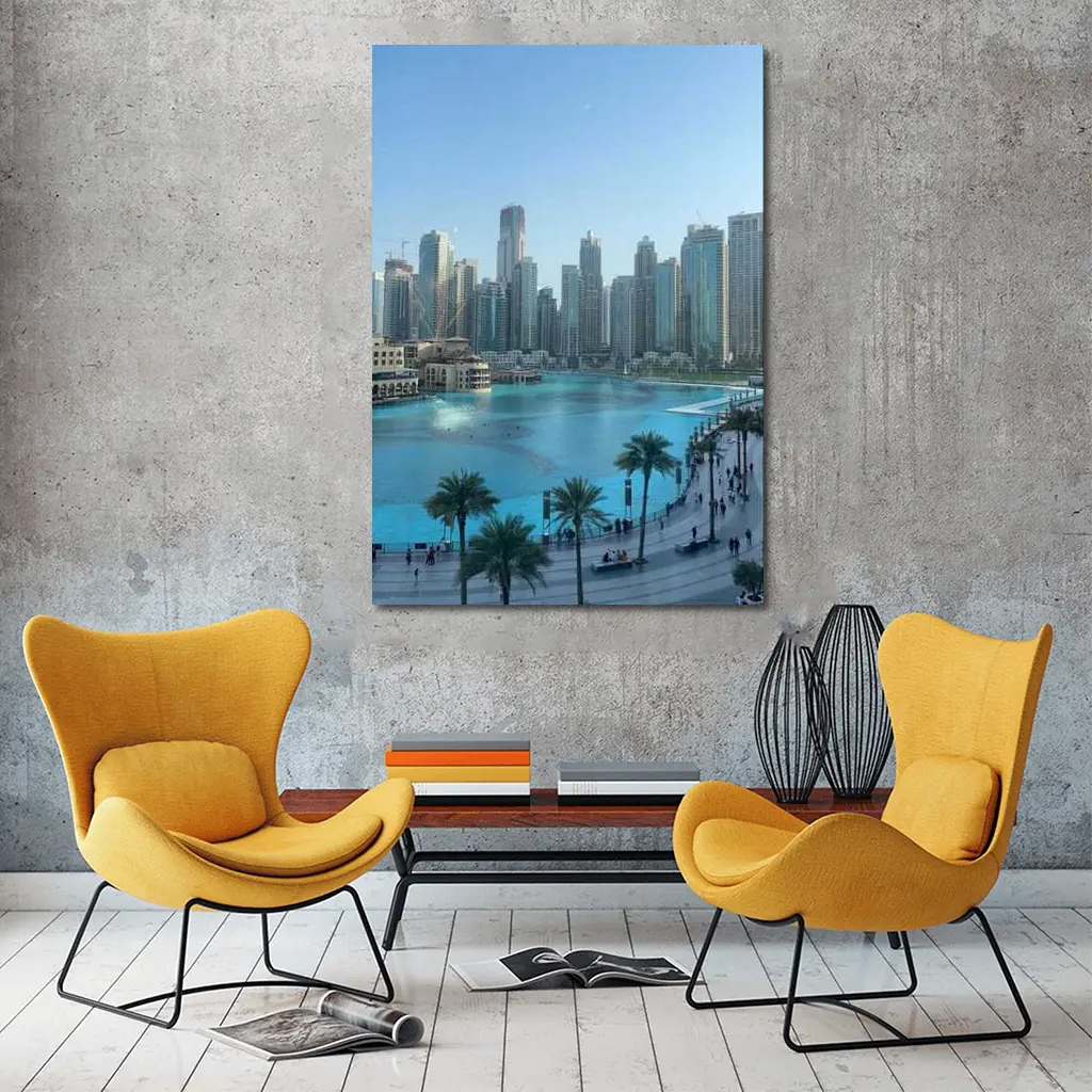 Dubai Downtown Skyline Blue Water Promenade – Wall Art