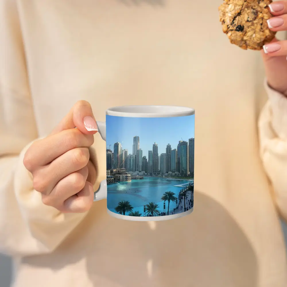 Dubai Downtown Skyline Blue Water Promenade – Mugs