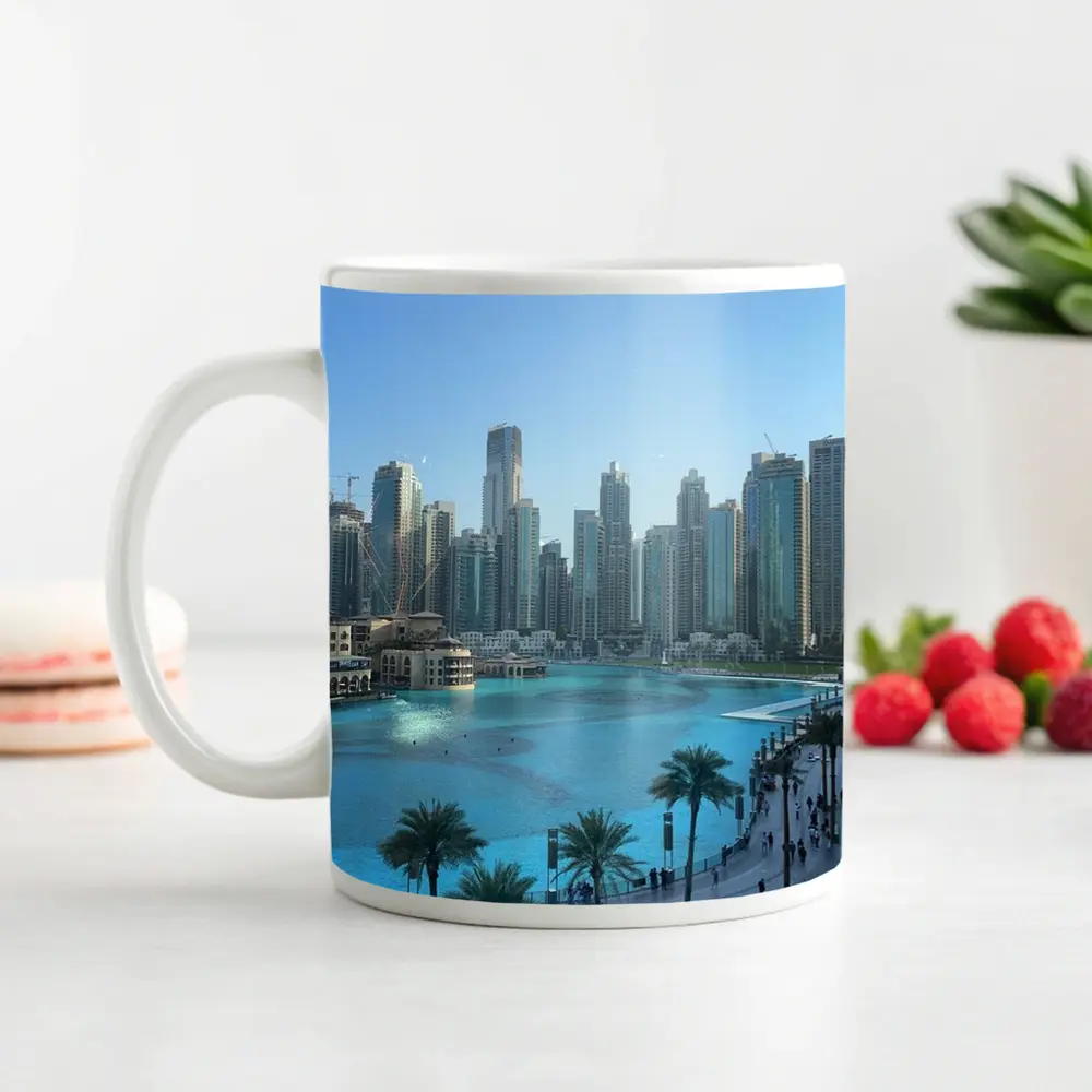 Dubai Downtown Skyline Blue Water Promenade – Mugs