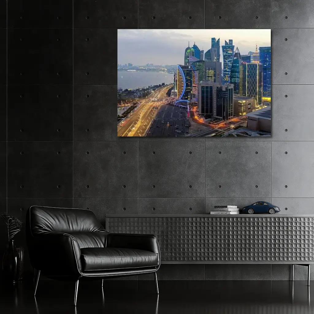 Doha Qatar Skyline City At Dusk – Wall Art