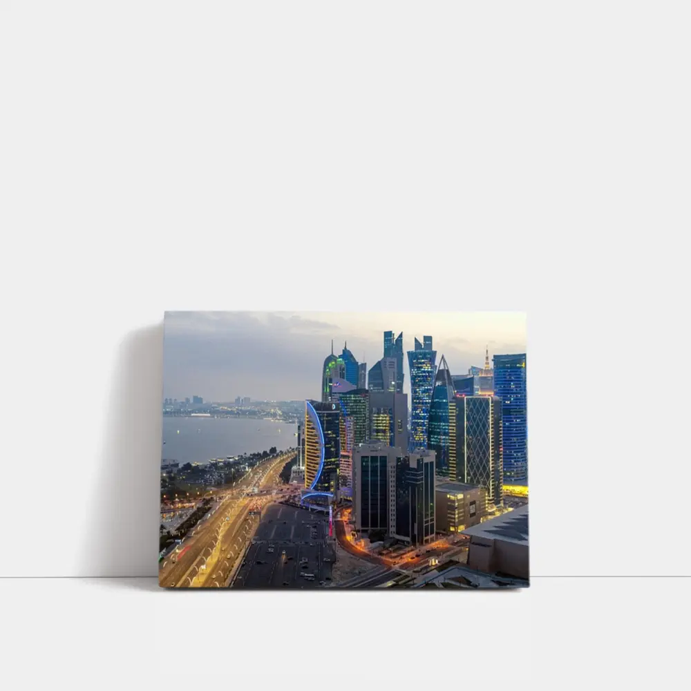 Doha Qatar Skyline City At Dusk – Wall Art
