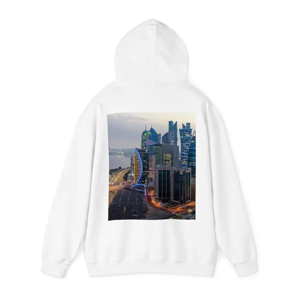 Doha Qatar Skyline City At Dusk – Hoodies