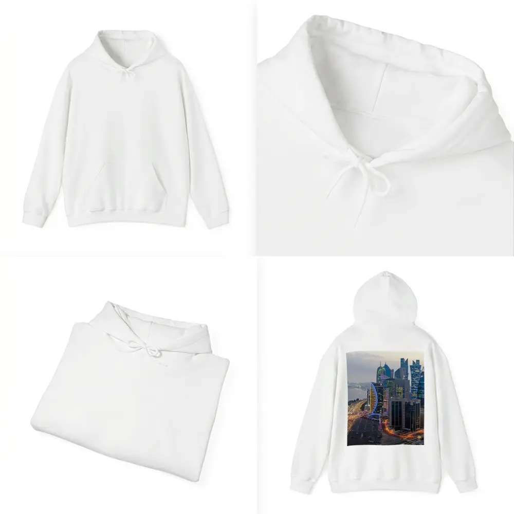 Doha Qatar Skyline City At Dusk – Hoodies