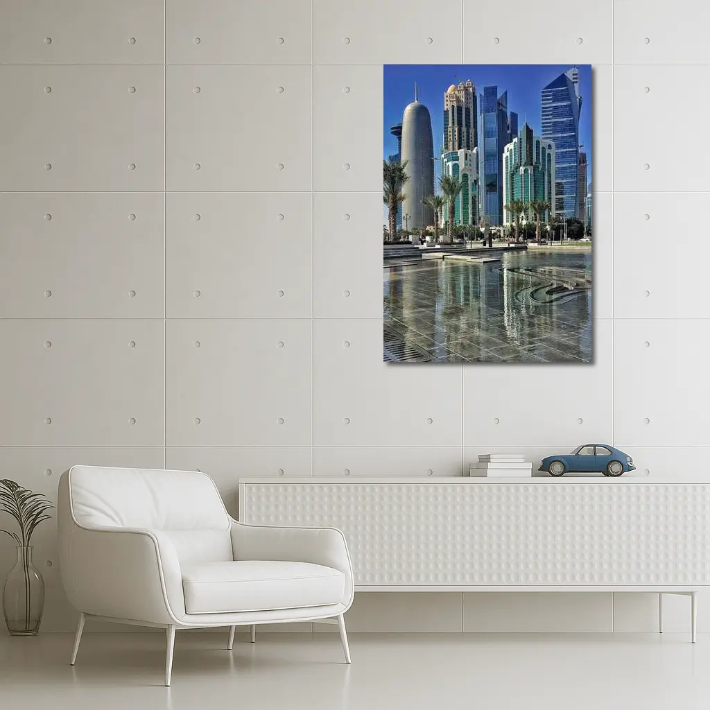 Doha Qatar Skyline Towers Palm Trees – Wall Art