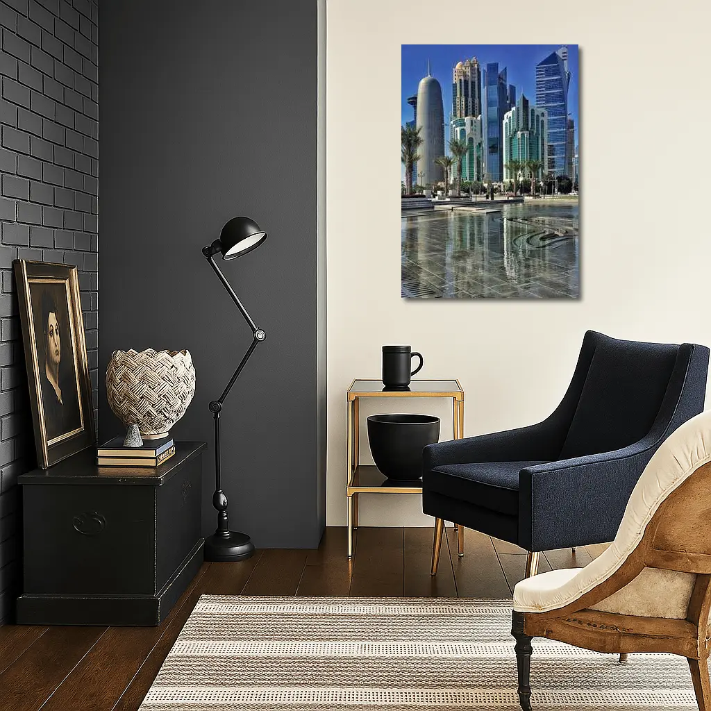 Doha Qatar Skyline Towers Palm Trees – Wall Art