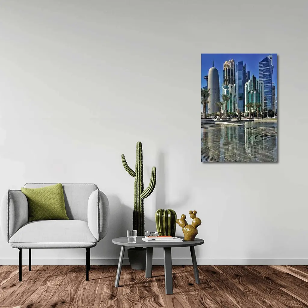 Doha Qatar Skyline Towers Palm Trees – Wall Art